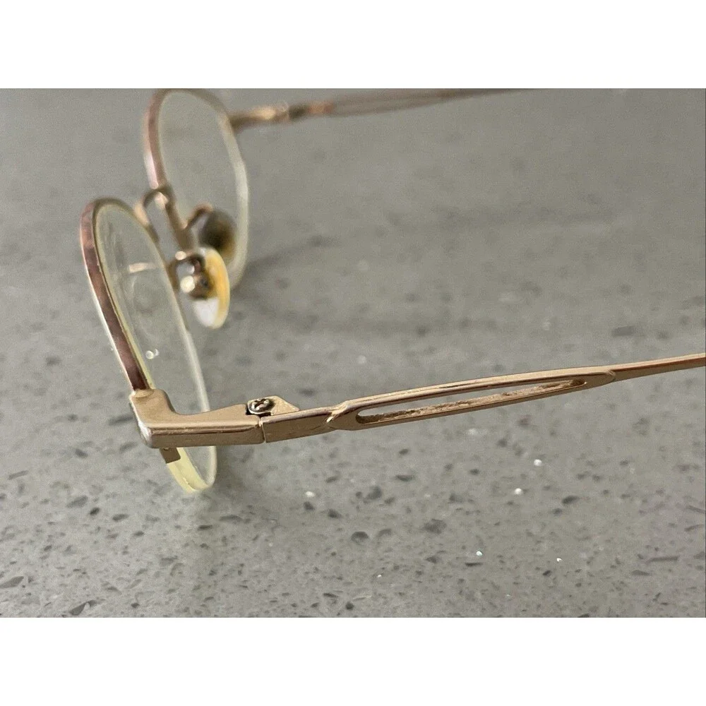 Safilo Eyeglasses Frames ONLY Gold Metal Full Rim 52-19-135 Gold Italy Half Rim